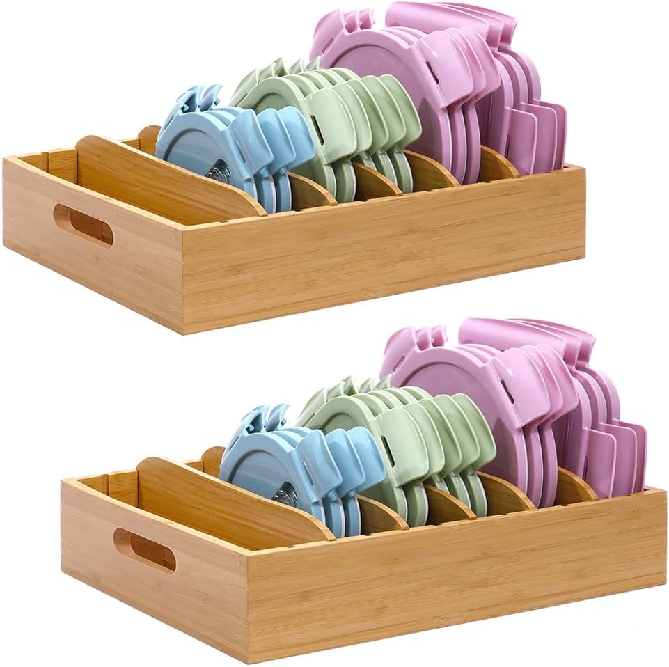 Bamboo Lid Holder Food Container, Kitchen Organizer